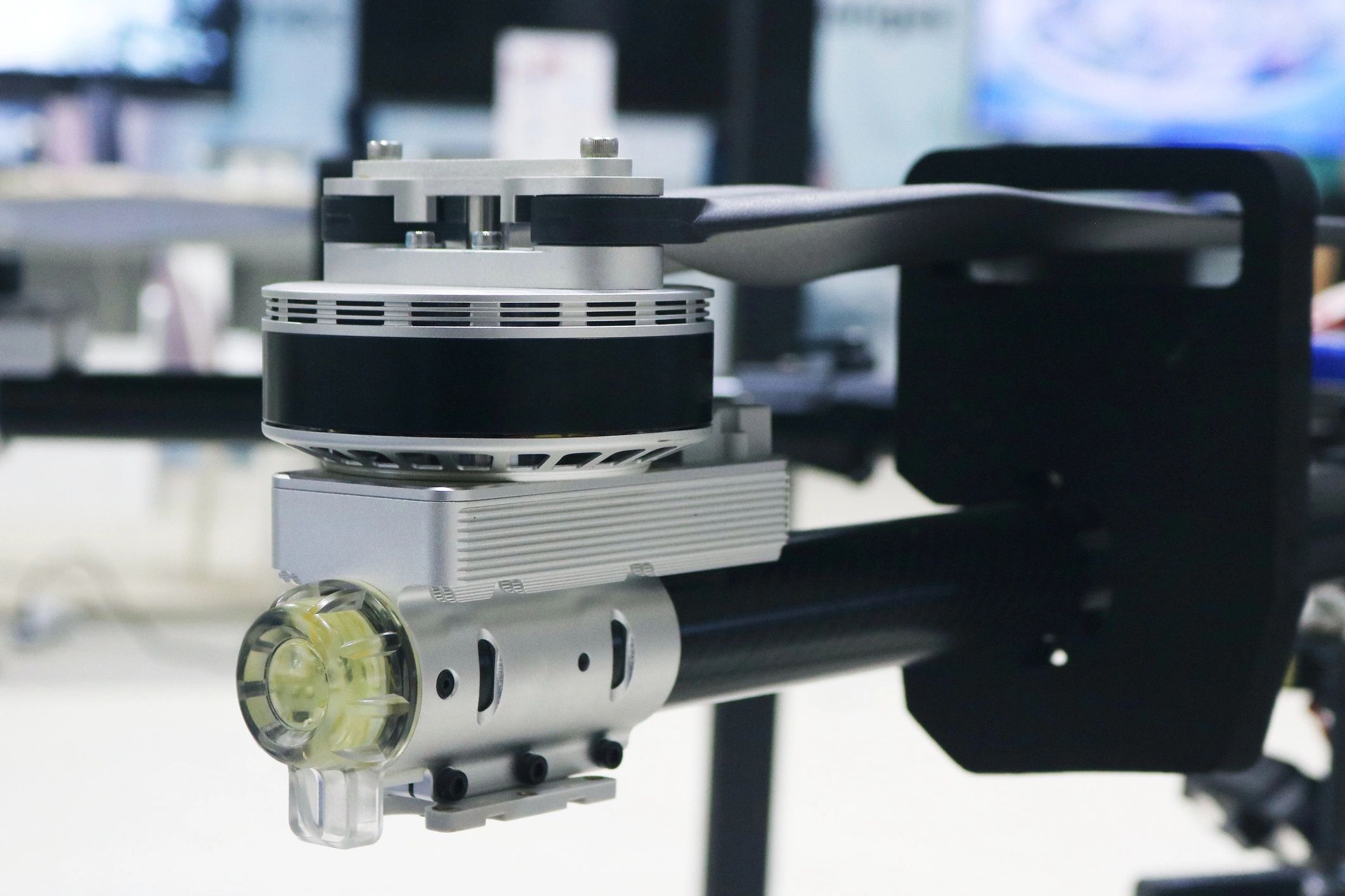 Close-up of drone wing motor system