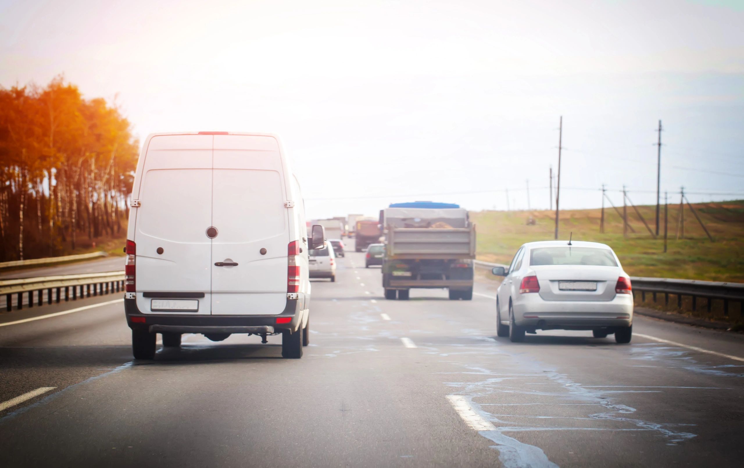 Commercial electric van on roadway